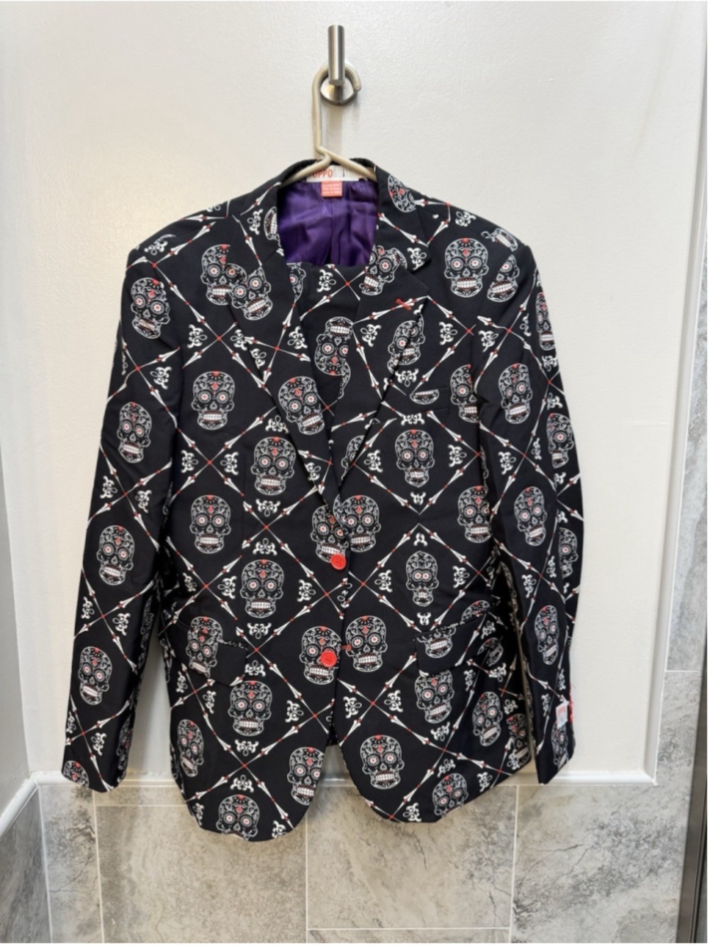 OppoSuits Mens Black Haunting Hombre Jacket Pant 42